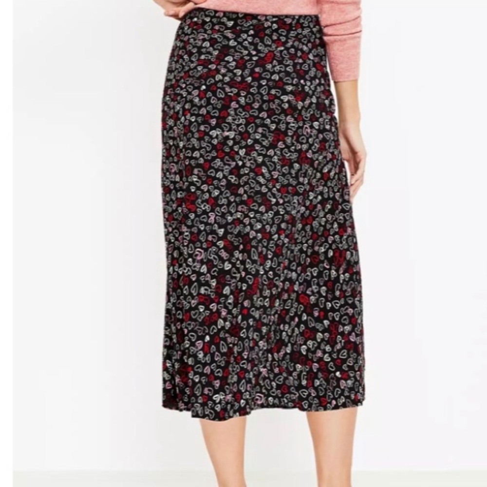LOFT Black Heart Print Midi Skirt Size 2 Coquette Valentines Romantic Y2K Girly - Picture 12 of 12